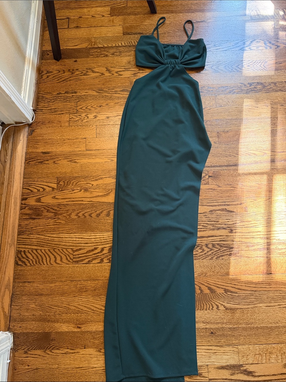 Windsor Green Maxi Dress with Cutout and high slit